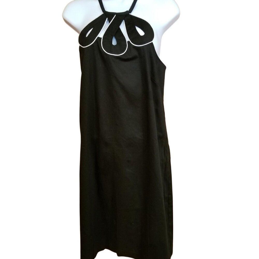 New Laundry Black Cocktail Dress Womens 12 Shelli Segal Aline Cutouts